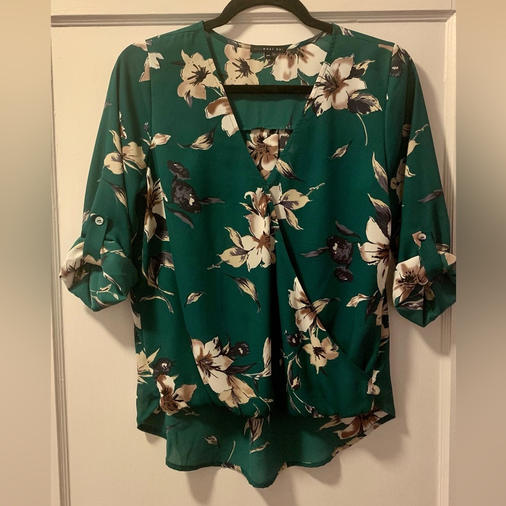West Kei Floral Green Blouse